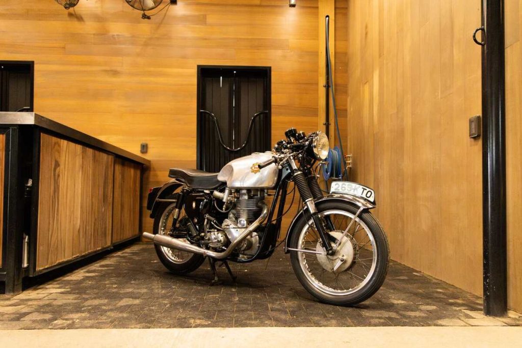 Motorcycle in horse stall
