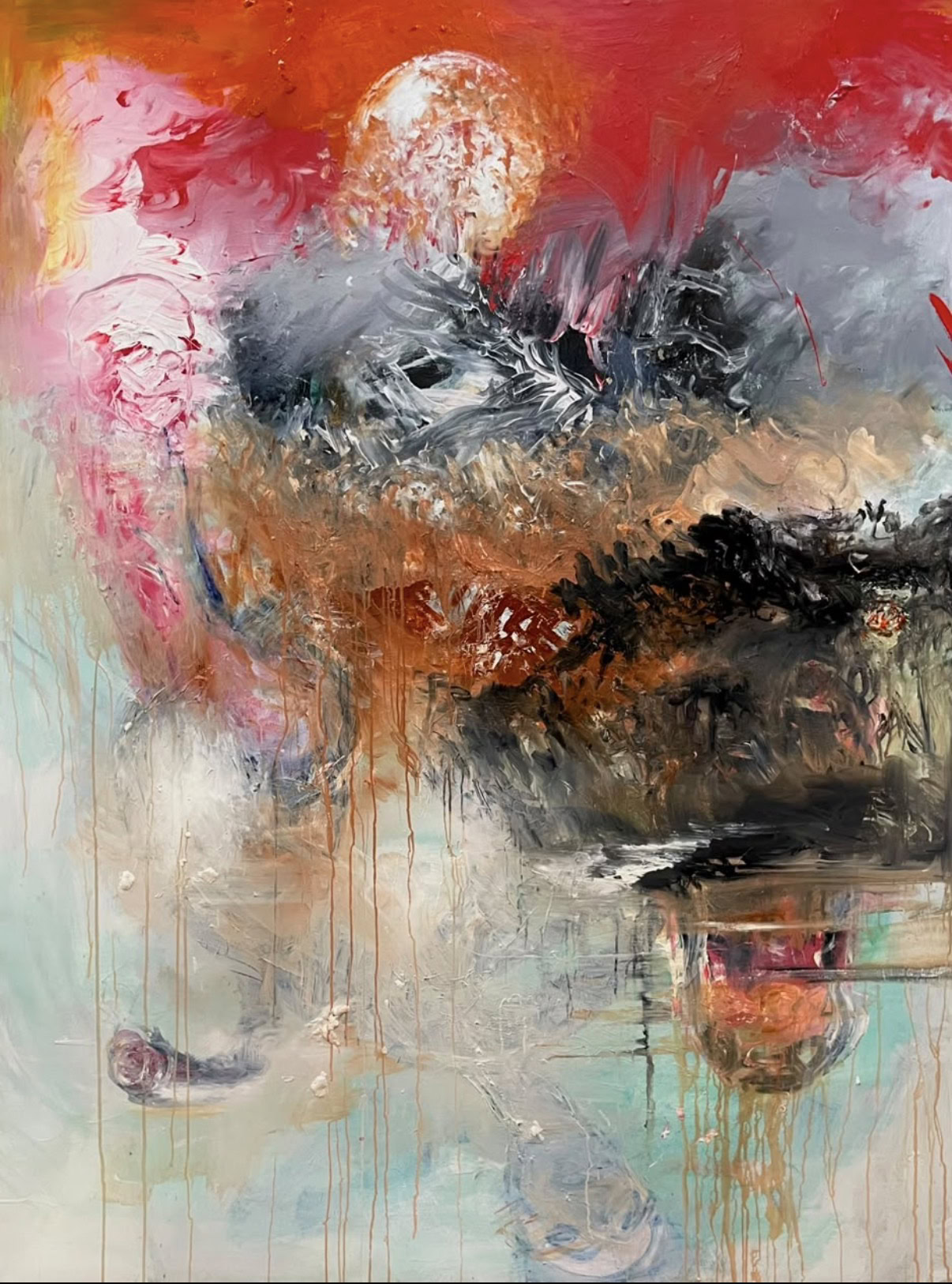 Abstract Landscape with Red Sky