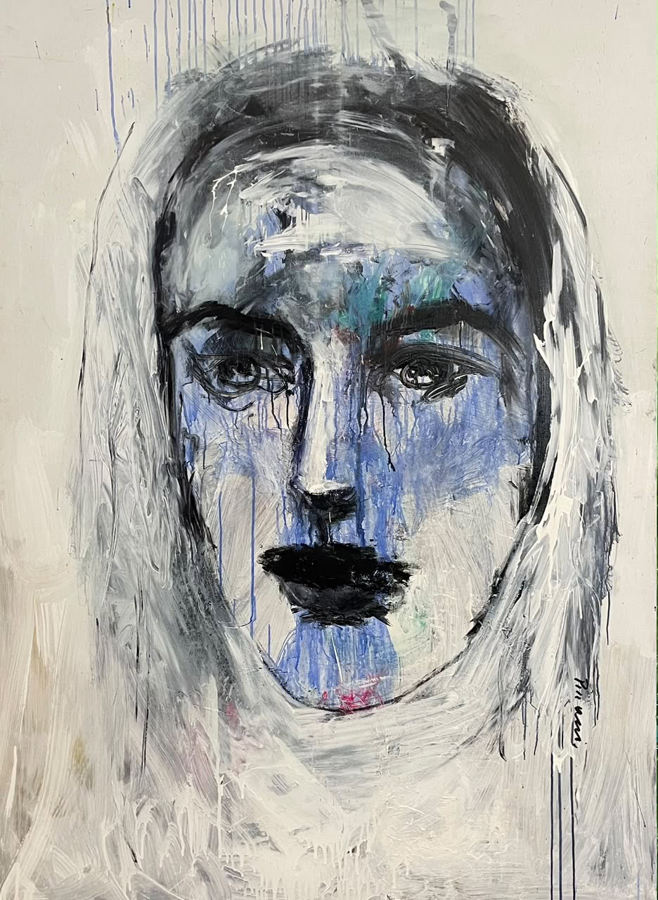 Frontal Head Black, Blue and White